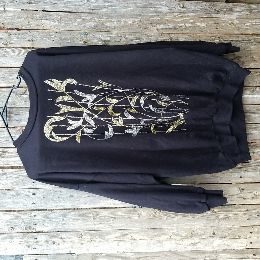 z SEXY DISCO 80s VINTAGE SPARKLEE PARTY HOLIDAY SWEATSHIRT L XL 2X